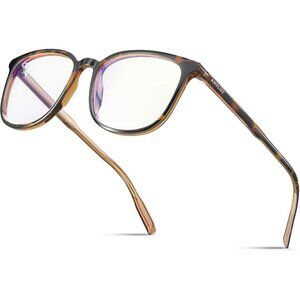 Unisex Tortoiseshel Eyewear Look Clear Frame Blue Lens Anti Eyestrain Sunglasses